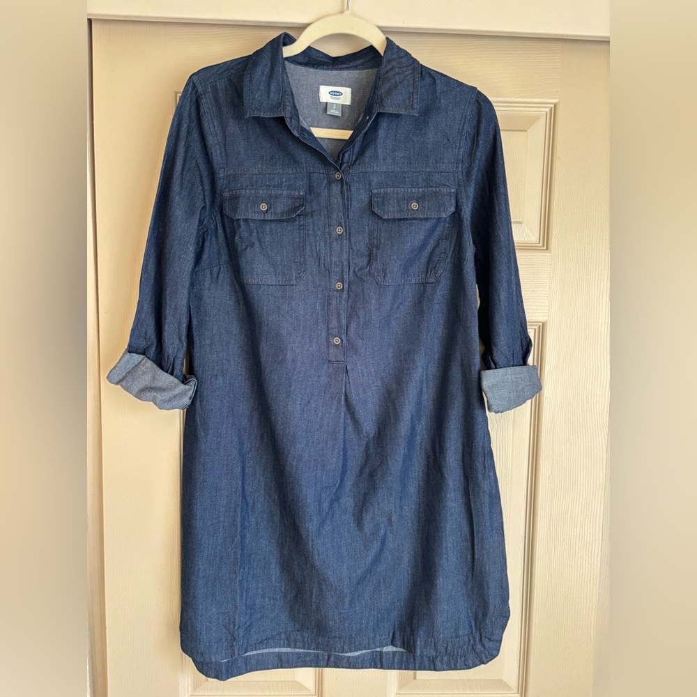 NWT Old Navy denim long sleeve light weight mini dress in S